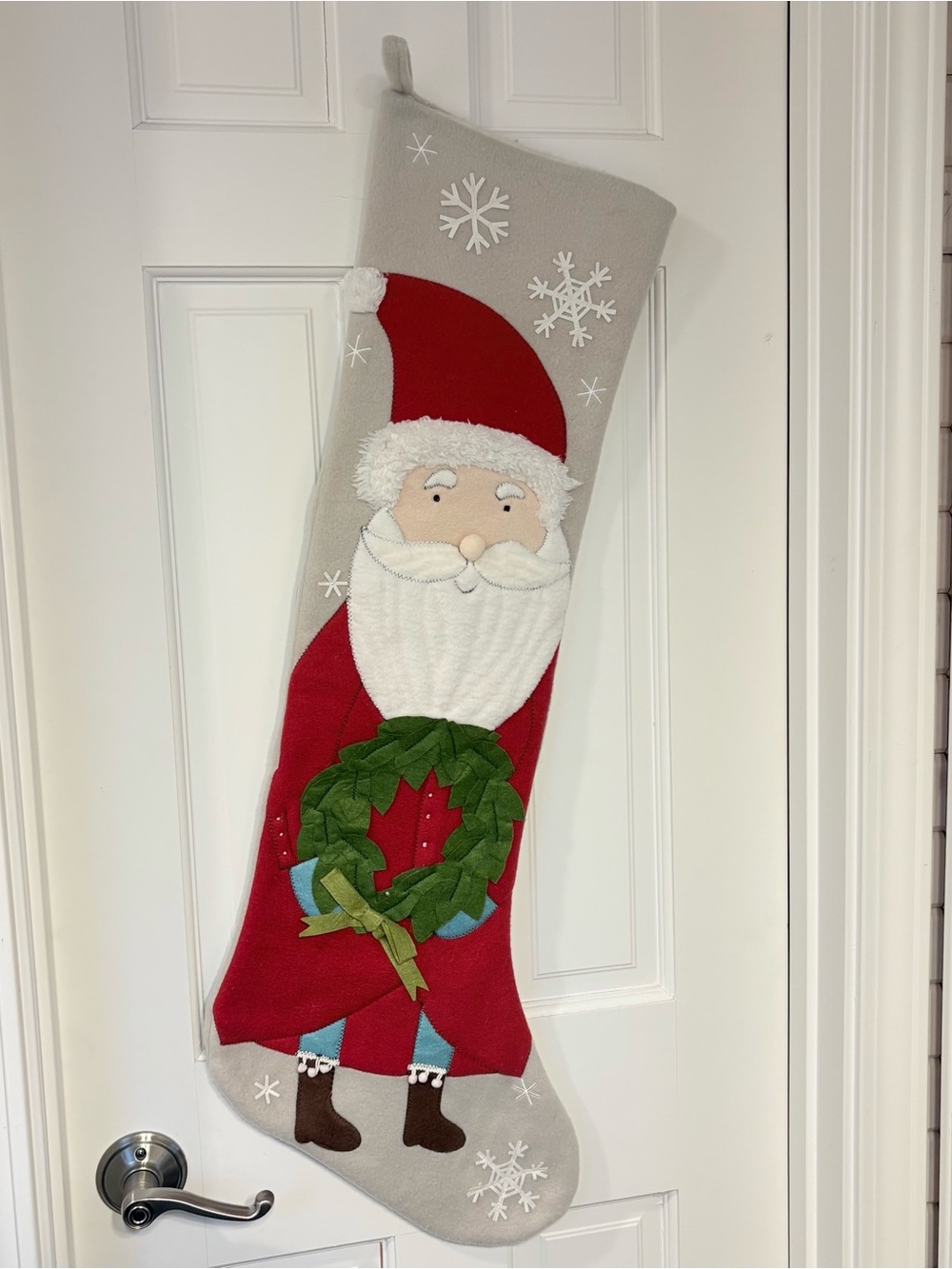 Oversized Christmas stocking Door Decoration 3’ Santa vintage Grandmacore